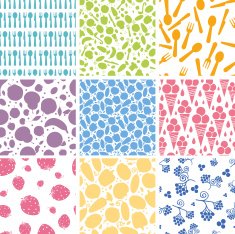 Nine Food Seamless Patterns Set