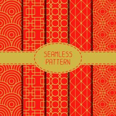 Set of geometric national chinese seamless pattern Wrapping paper collection
