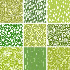 Nine Eco Nature Seamless Patterns set