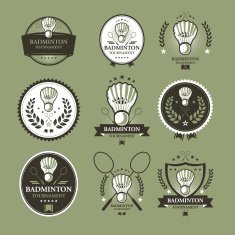 Badminton tournament Emblem set