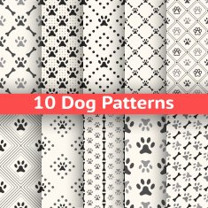 Set of animal seamless vector pattern