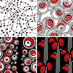 Black white and red seamless collection