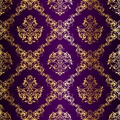 Intricate Gold-on-Purple seamless sari pattern N2