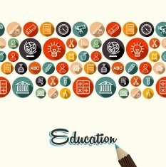 Education flat icons seamless pattern background N2