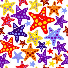 Seamless pattern with funny starfish