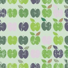 Seamless pattern Green apples in hipster style on mint background