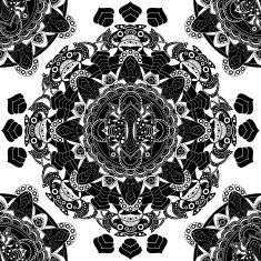 White and black ornamental fantasy seamless pattern N5