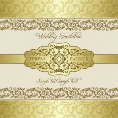 Baroque wedding invitation gold