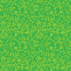 Hand Drawn Doodled Birds And Vines Seamless pattern