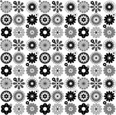 Black and White Abstract Floral Seamless Repeat Pattern