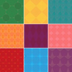 Set of Colourful Geometric Seamless Patterns