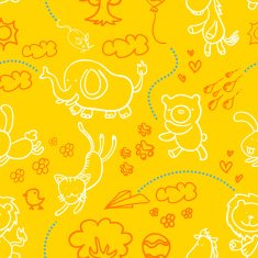 Seamless background - Happy cartoon animals N2