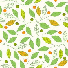 Seamless pattern with leaves and berries