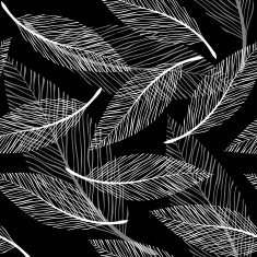 Monochrome seamless pattern with feathers Vector design