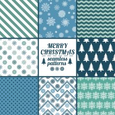 Set Of Christmas And New Year Seamless Patterns