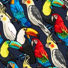 Seamless macaw and toucan