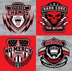 Sports shield emblem graphic set