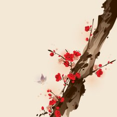 Oriental style painting plum blossom in spring N2