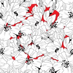Seamless pattern from stylized flower cherry