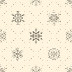 Seamless pattern of snowflakes black on beige