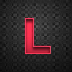 Alphabet L Design - Red Letter on Carbon Fiber Background