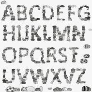 Vector stone alphabet Artistic stones