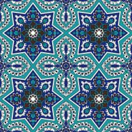 Arabesque seamless pattern in blue and turquoise