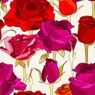 Vector seamless pattern with hand drawn roses flowers