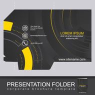 Abstract dark corporate folder with die cut technology pattern