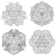 Set of four black and white mandalas