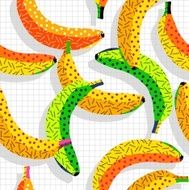 Retro 80s banana pattern background