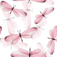 The pattern of butterflies Seamless vector background Watercolor illustration 10
