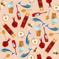 Happy Rosh Hashanah Jewish New Year Seamless background pattern