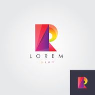 abstract multicolored logo element icon in letter r shape