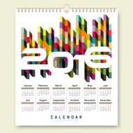 Calendar 2016 colorful geometric square design N2