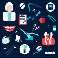 Health and dental themed flat icons