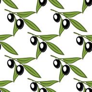 Seamless pattern with olive branches and olives