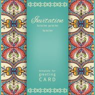 Invitation card in vintage style with floral and geometric pattern