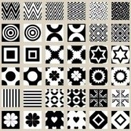 Seamless black and white geometric patterns
