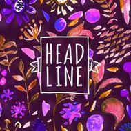 Dark purple floral colorful decorative watercolor illustration