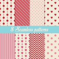 Set of 8 seamless patterns for St Valentine Day