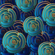 Abstract background with blue yellow flowers