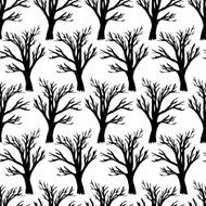 Tree without leaves on white seamless pattern Forest texture N2