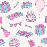 Hand drawn birthday party seamless pattern N2