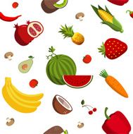 Seamless vector fruit and vegetable pattern