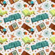 Seamless pattern with the living room stuff