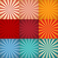 Sunburst Background Set Vector illustration