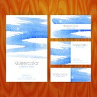 Vector Business Set Template with Blue Watercolor Abstract Splas N2