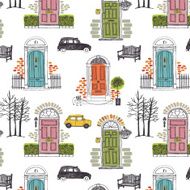 Pattern with colored doors
