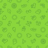 Summer and Vacation Green Seamless Pattern